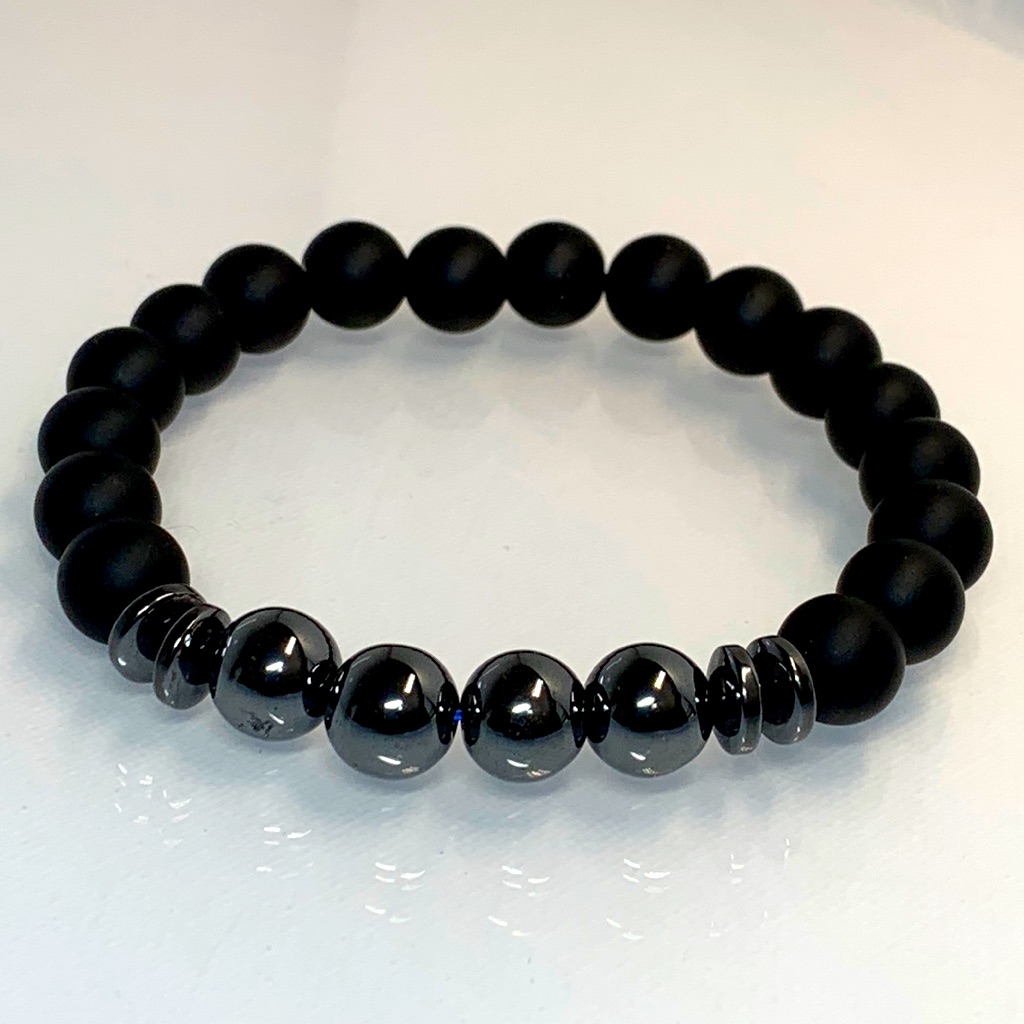 Onyx Hematite Natural Bracelet Size 7 Unisex 42$